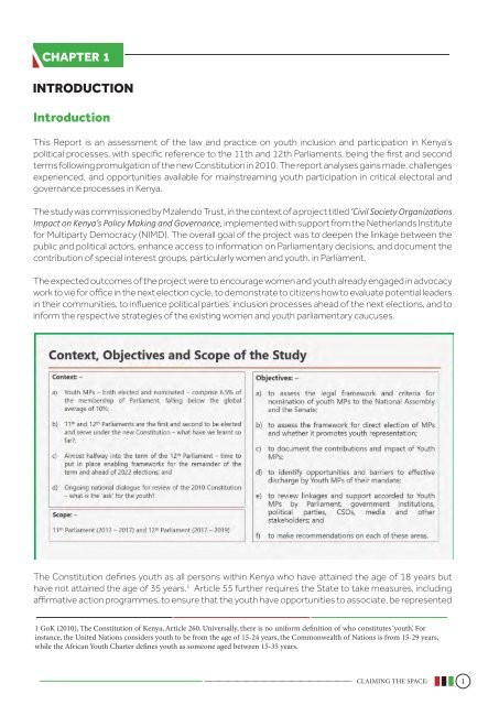 Claiming the space: The inclusion and participation of  the youth in Kenya's 11th and 12th Parliaments