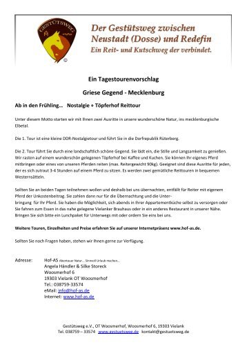 Ein Tagestourenvorschlag Griese Gegend - Mecklenburg