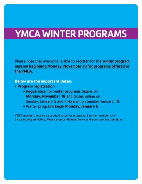 West Chester Area YMCA - 2020 Winter Program Guide