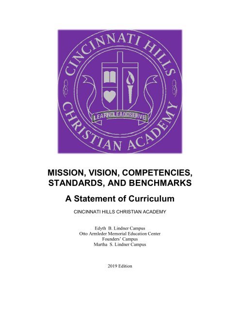 Mission, Vision, Competencies, Standards, and Benchmarks