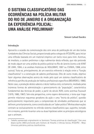 GUEDES, Simoni Lahud. A Análise Criminal e o Planejamento Operacional