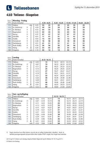 TØLLØSEBANEN | Slagelse - Tølløse | Gyldig 15~12~19 | LOKALTOG