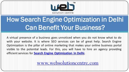 How Search Engine Optimization in Delhi can benefit your business?