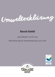 Bauck GmbH Umwelterklärung 2018/2019