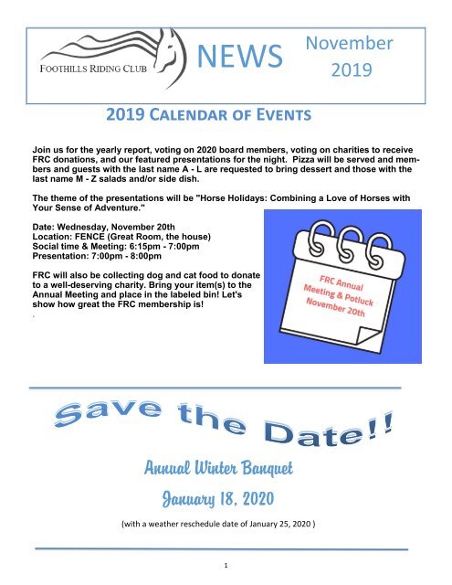 November 2019 FRC Member Newsletter