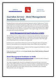 Gueridon Service - Hotel Management Institutes in Delhi