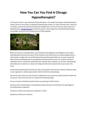 How You Can You Find A Chicago Hypnotherapist