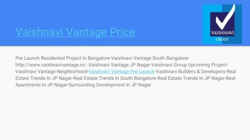 Vaishnavi Vantage at www.vaishnavivantage.in