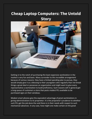 Cheap Laptop Computers The Untold Story