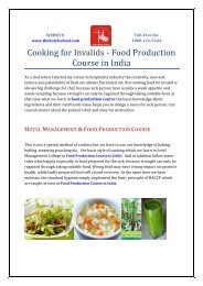 Cooking for Invalids - Food Production Course in India