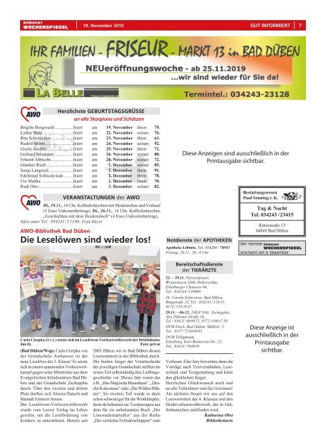 Dübener Wochenspiegel - Ausgabe 22 - Jahrgang 2019