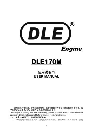 DLE170M Benzinli Uçak Motoru Kullanım Klavuzu