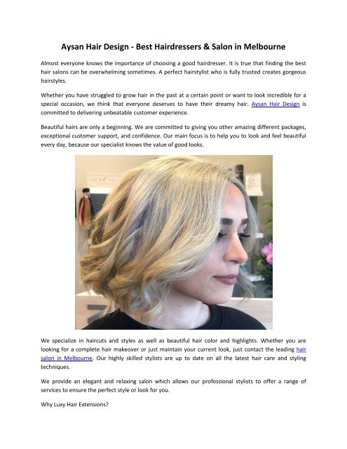 Aysan Hair Design - Best Hairdressers & Salon in Melbourne