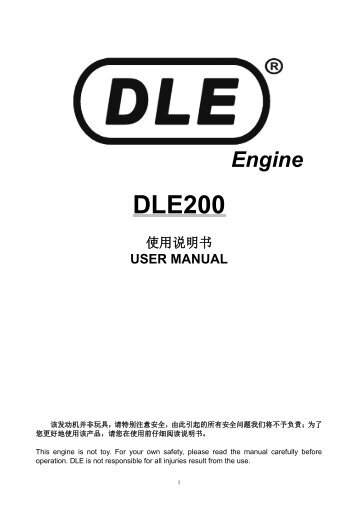 DLE200 Aero Engine Kullanım Klavuzu | Saçar Makina San.Tic.Ltd.Şti