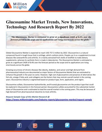 Glucosamine Market Trends, New Innovations, Technology And Research Report By 2022