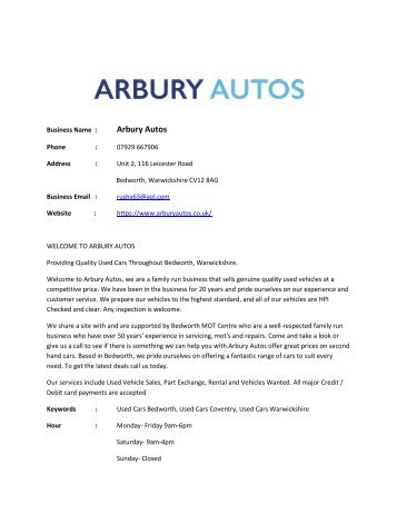 Arbury Autos