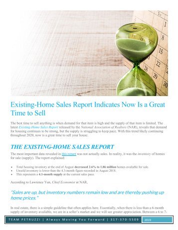 Existing Home Sales Report Indicates Now is a Great Time to Sell