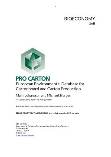 European Environmental Database for Cartonboard and Carton Production - Pro Carton 2019