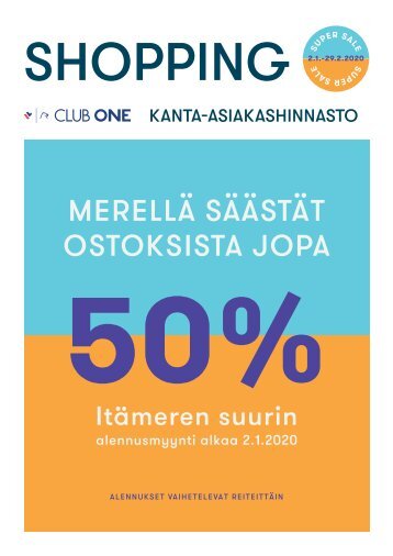 Club One kanta-asiakashinnasto tammi-helmikuu Super Sale 2020