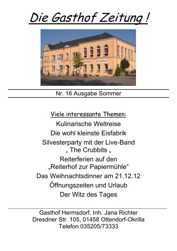 Die Gasthof Zeitung - Gasthof Hermsdorf