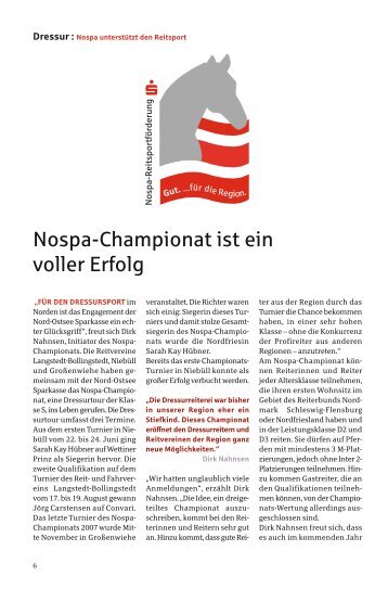 Nospa-Championat ist ein voller Erfolg - Nord-Ostsee Sparkasse