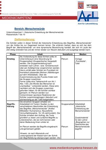 Historische Entwicklung der Menschenwürde - Medienkompetenz ...