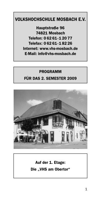 VOLKSHOCHSCHULE MOSBACH E.V. - Schwarzach