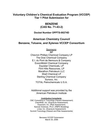 (VCCEP) Tier 1 Pilot Submission for BENZENE - Tera