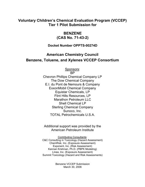 (VCCEP) Tier 1 Pilot Submission for BENZENE - Tera