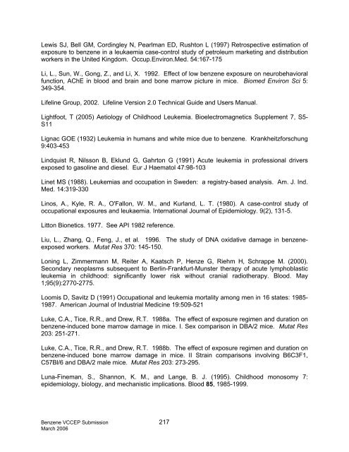 (VCCEP) Tier 1 Pilot Submission for BENZENE - Tera