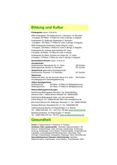 Stadt Velen - Daten Fakten Zahlen 2012-2013 - Gemeinde Velen