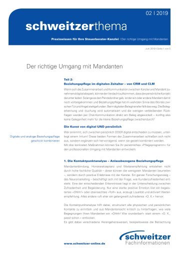 Schweitzer Thema für Steuerberater 2/19 Mandantenbindung