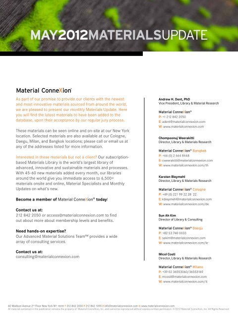 May2012materialsupdate - Material ConneXion