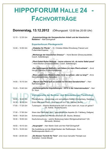 HIPPOFORUM HALLE 24 - FACHVORTRÄGE Freitag ... - Hippologica