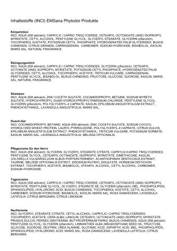 Inhaltsstoffe (INCI) EMSana Phytodor Produkte - EM-Chiemgau
