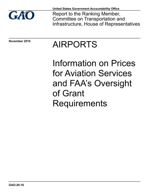 GAO Report on Prices for Aviation Services