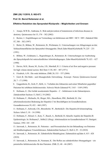 ZMK (26) 11/2010, S. 662-673 Prof. Dr. Bernd Reitemeier et al ...