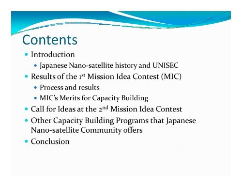 University Space Engineering Consortium (UNISEC) Rei Kawashima