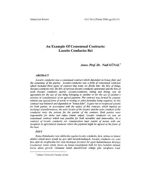 An Example Of Consensual Contracts: Locatio Conductio Rei Assoc ...