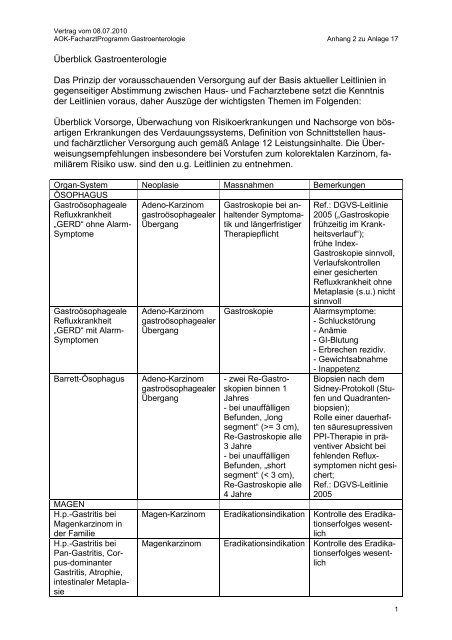 Vertrag zur Versorgung im Fachgebiet der Gastroenterologie in ...