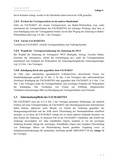 Vertrag zur Versorgung im Fachgebiet der Gastroenterologie in ...