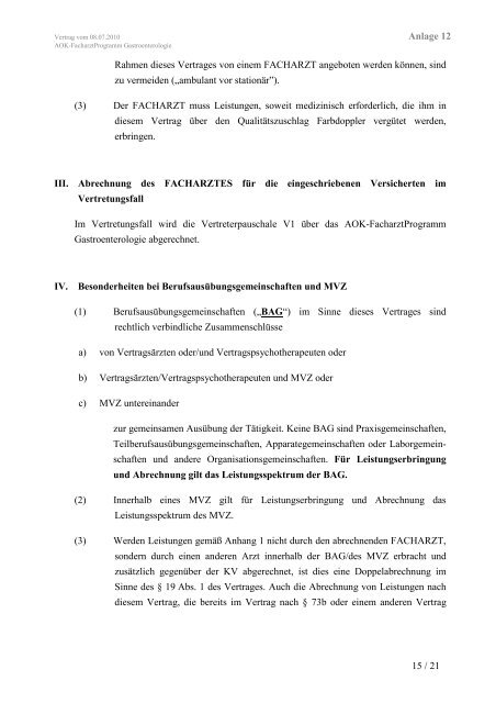 Vertrag zur Versorgung im Fachgebiet der Gastroenterologie in ...