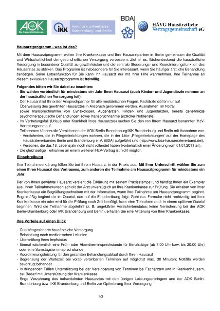 Hausarztprogramm Was Ist Das Mit Dem Hausarztprogramm