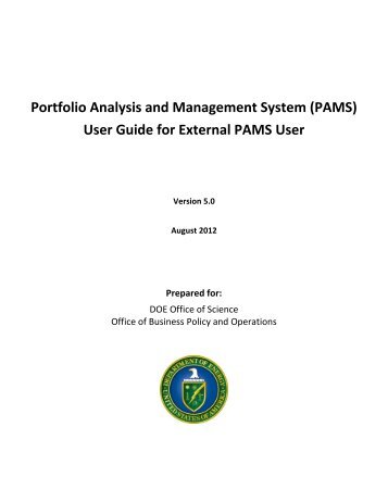 PAMS External User Guide (Iteration 1b) - Office of Science - U.S. ...