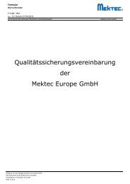 Qualitätssicherungsvereinbarung der Mektec Europe GmbH