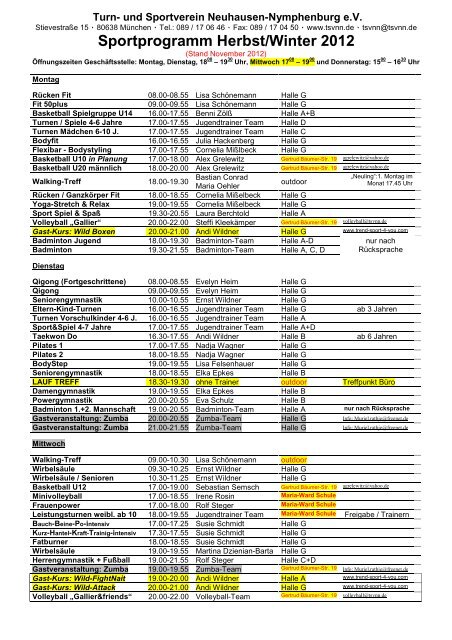 Sportprogramm Herbst/Winter 2012 - Neuhausen-Nymphenburg