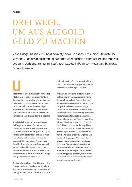 pro aurum Magazin 3/2019