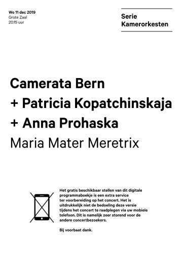 2019 12 11 Camerata Bern + Patricia Kopatchinskaja + Anna Prohaska