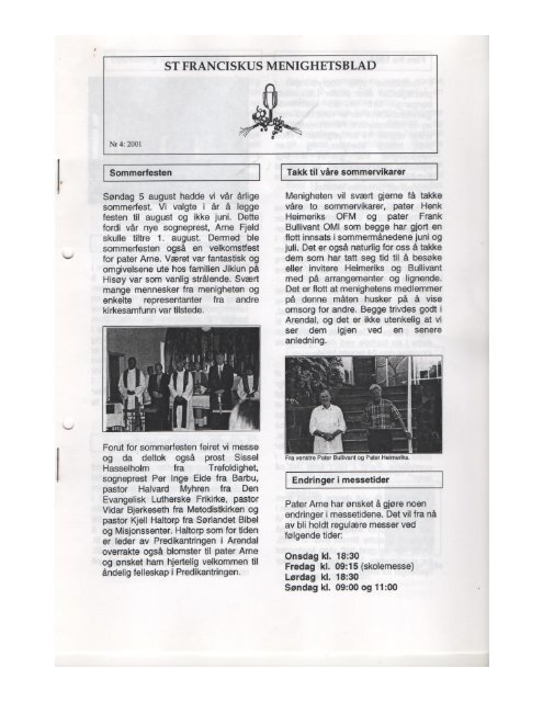 St. Franciskus menighetsblad nr 4  - 2001
