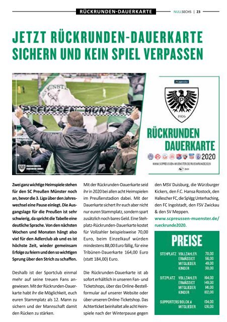 nullsechs Stadionmagazin - Heft 6 2019/20